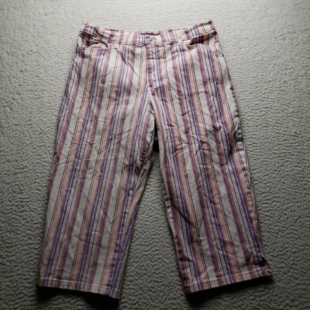 Gloria Vanderbilt Capri Pants Womens 18 Multicolor Twill Stretch Pockets Casual